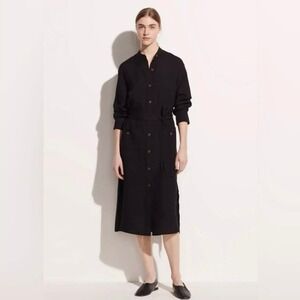 Vince Belted Button Down Dress in Black Size XXS